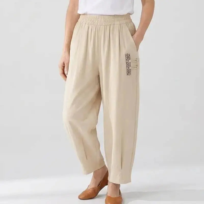 🔥【M–4XL】 👖 Lahke in zračne poletne hlače iz bombaža in lana - moderne ležerne hlače do gležnjev