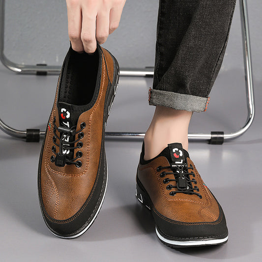 💯【39-45】Los zapatos casuales de negocios para hombre están hechos de cuero impermeable y resistente a las manchas con una suela ligera y suave.