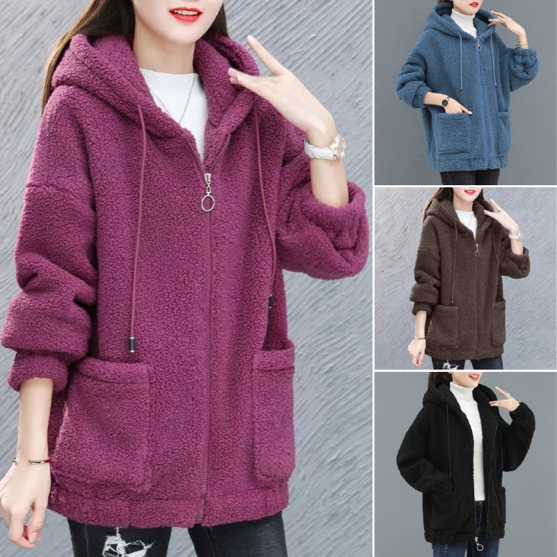 🔥✨【M-4XL】Nova zimska modna ženska jakna s plišasto in volneno kapuco za leto 2025.