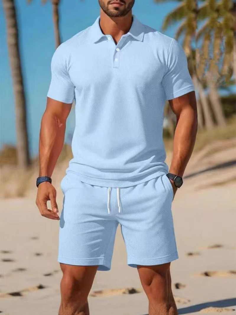 【S~3XL】Moški komplet, ki ga sestavljata majica s kratkimi rokavi in kratke hlače, idealen za vsakodnevno nošenje.