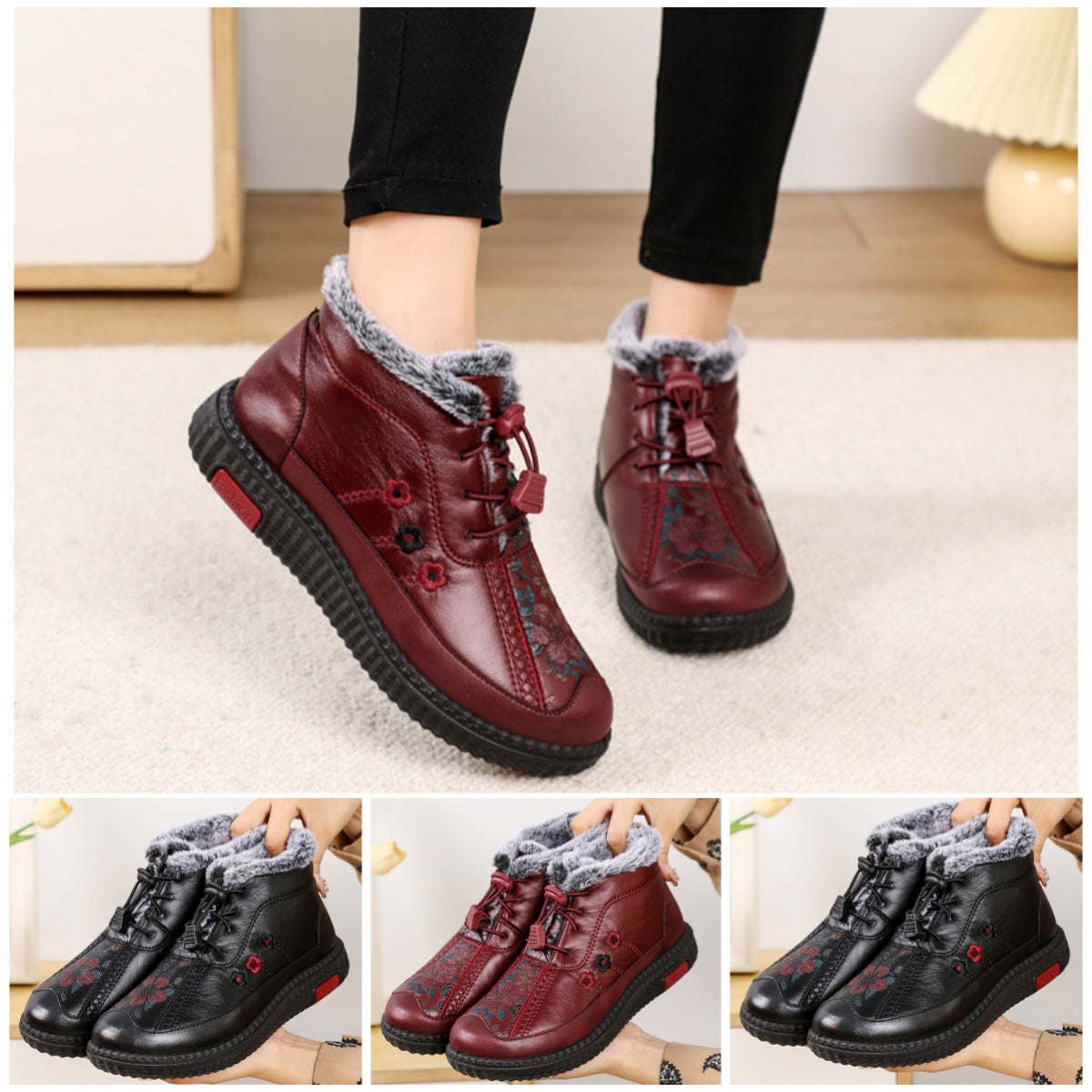 🔥🔥【35-40】Usnjeni zimski škornji s termo podlogo in nedrsečim podplatom za zimo