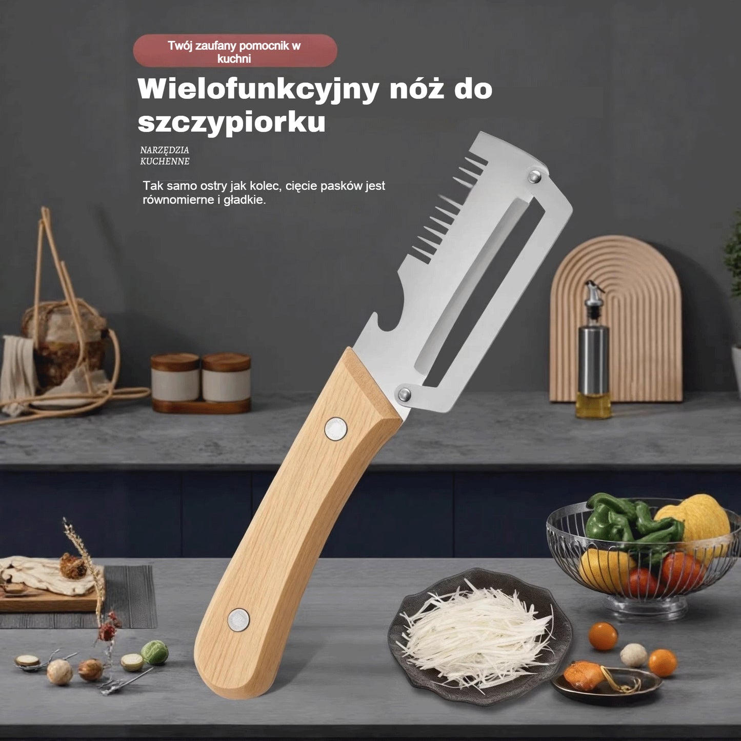 ✅【Kup 1, otrzymaj 1 gratis!】🧅🔪 Wielofunkcyjna obieraczka kuchenna 3 w 1: obiera, kroi i otwiera butelki! 🔥