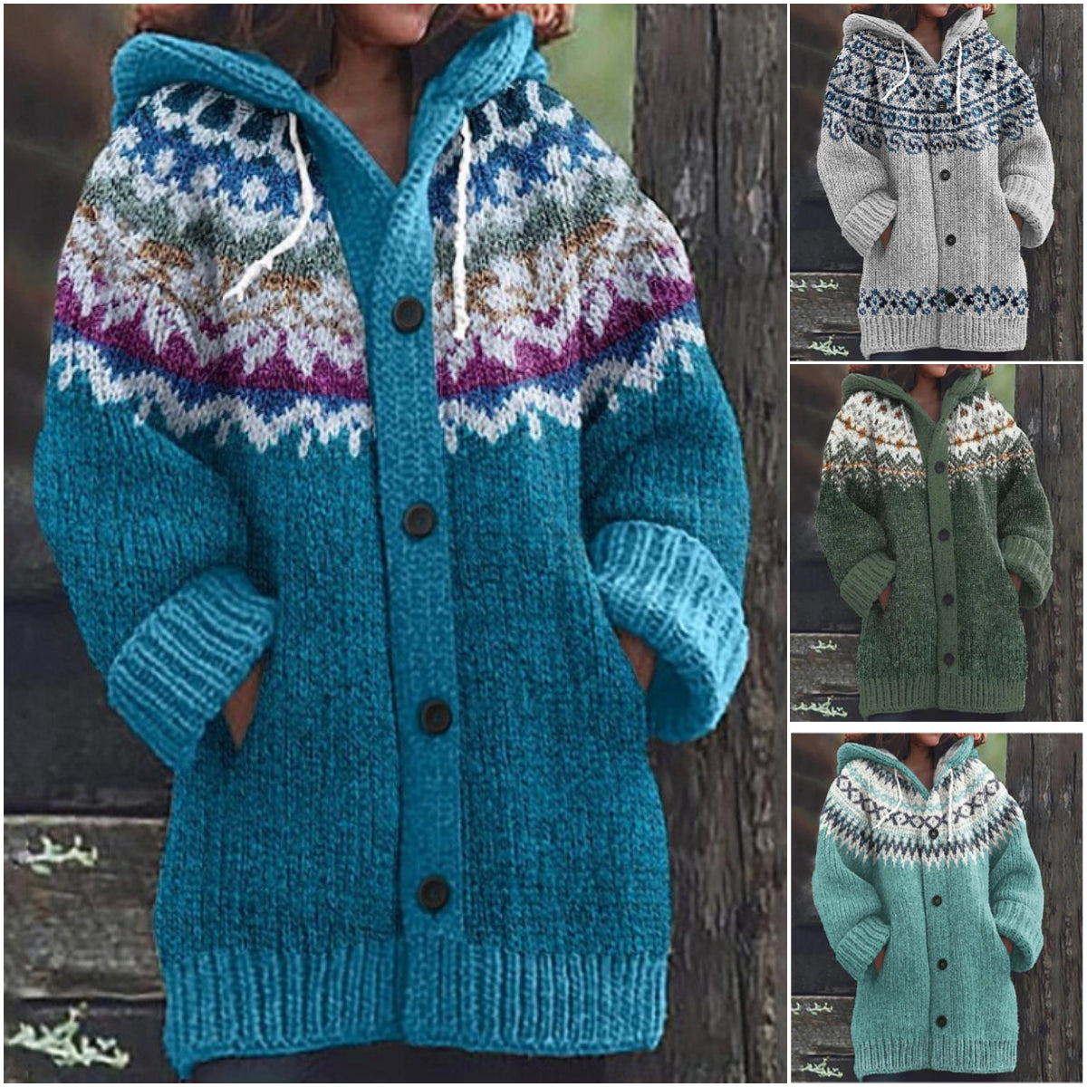 🔥🔥【S~5XL】✨Jesen/zima 2025 Nova elegantna barvita retro jakna s kapuco