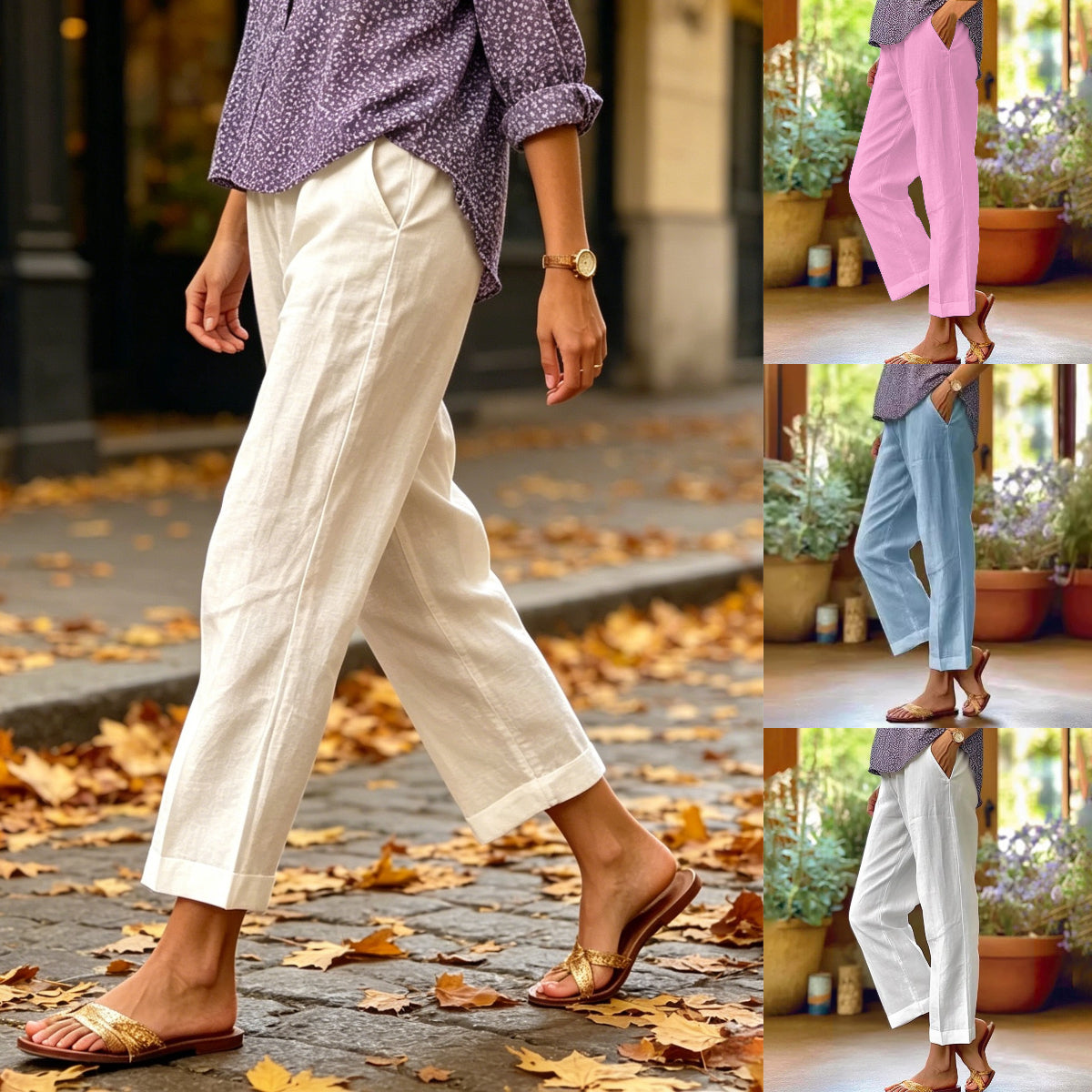 💕【40-120 kg】Női pamut-len casual nadrág ✅️Utánvéttel-U