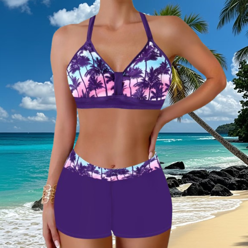 🏖️👙🌴【S-5XL】Komplet kopalk s potiskom za počitnice na plaži 2025