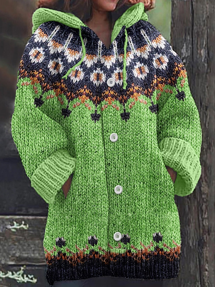 🥰【🔥Horký prodej】Zimní nový styl pohodlný retro teplý svetr pletená kardiganová bunda