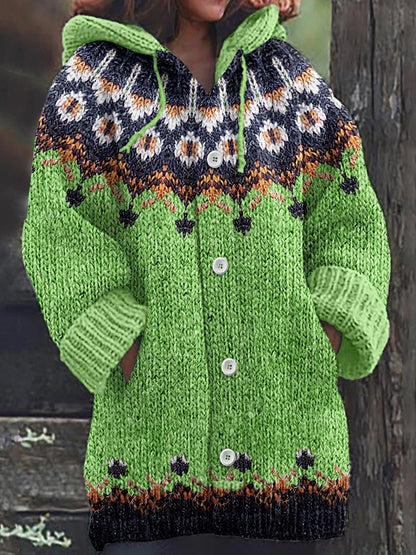 🥰【🔥Horký prodej】Zimní nový styl pohodlný retro teplý svetr pletená kardiganová bunda