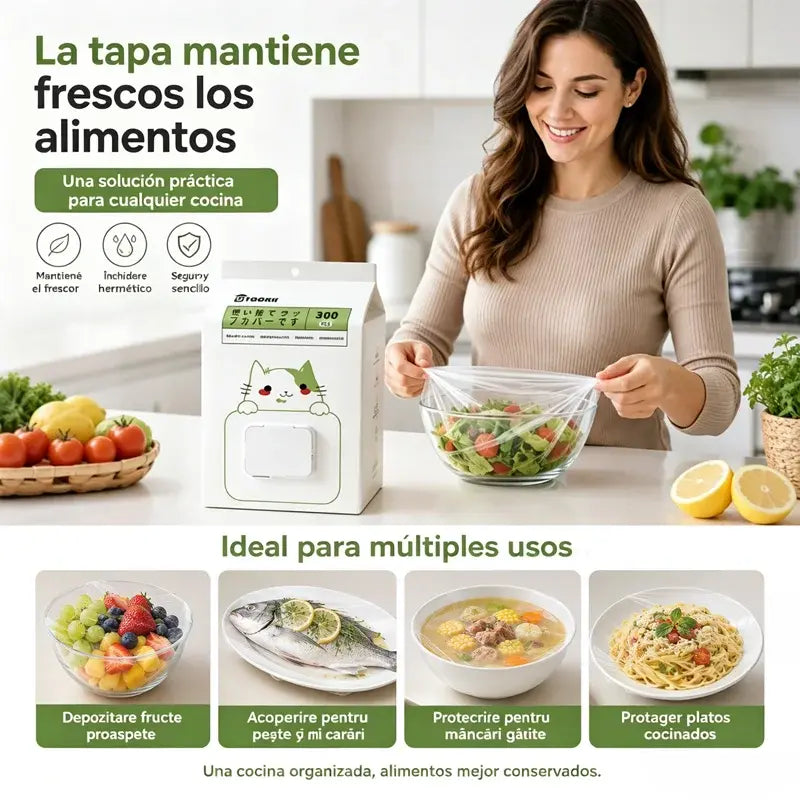 🥗✨ 300 Fundas Desechables para Alimentos | Cubiertas Elásticas para Platos, Cuencos y Recipientes