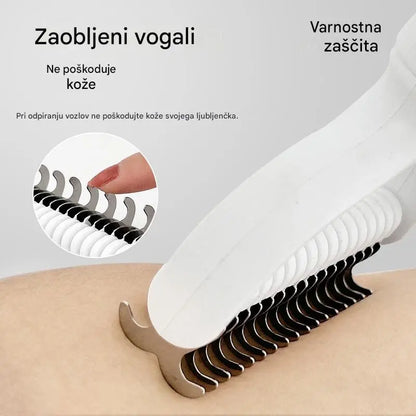 🐶【Kupite 1, dobite 1 gratis】-2 kosa--🧹Dvostranska samočistilna krtača za hišne ljubljenčke: Odstranjuje odmrlo dlako in zmanjšuje izpadanje dlake pri psih in mačkah