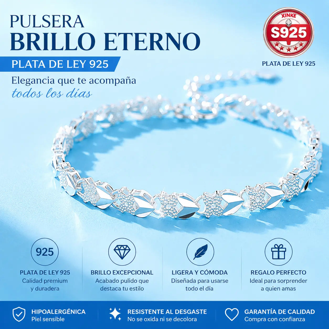 【Compre 1 y obtenga 1 gratis】Love New Fashion Pulsera de plata 925 con un trébol de cuatro hojas para mujer