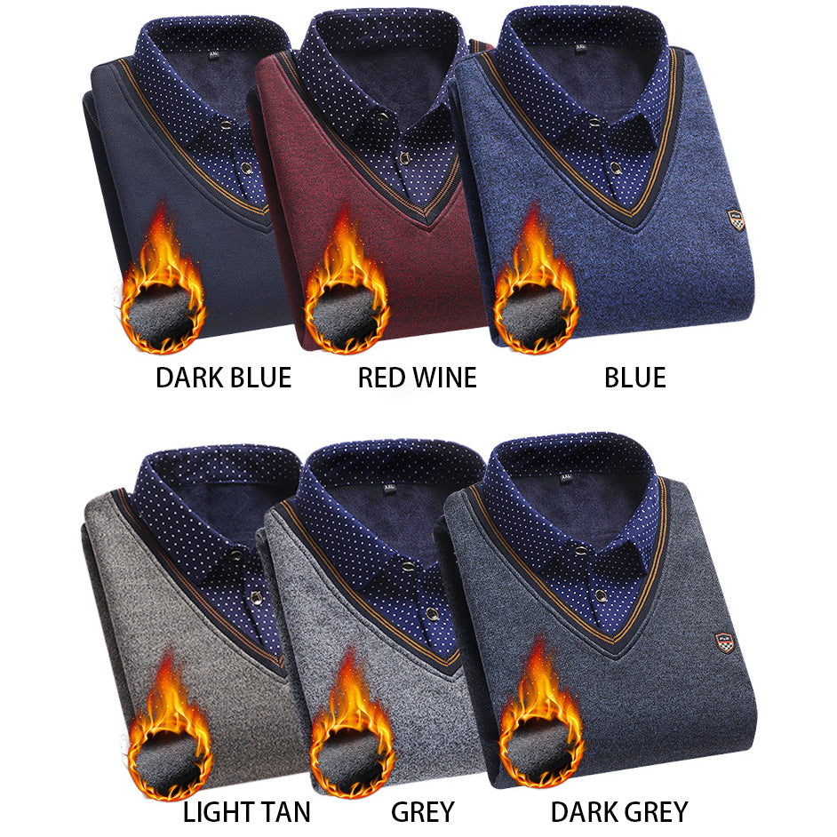 👔 [M-4XL] Nowa męska koszula dzianinowa z aksamitu na jesień/zimę 4213343