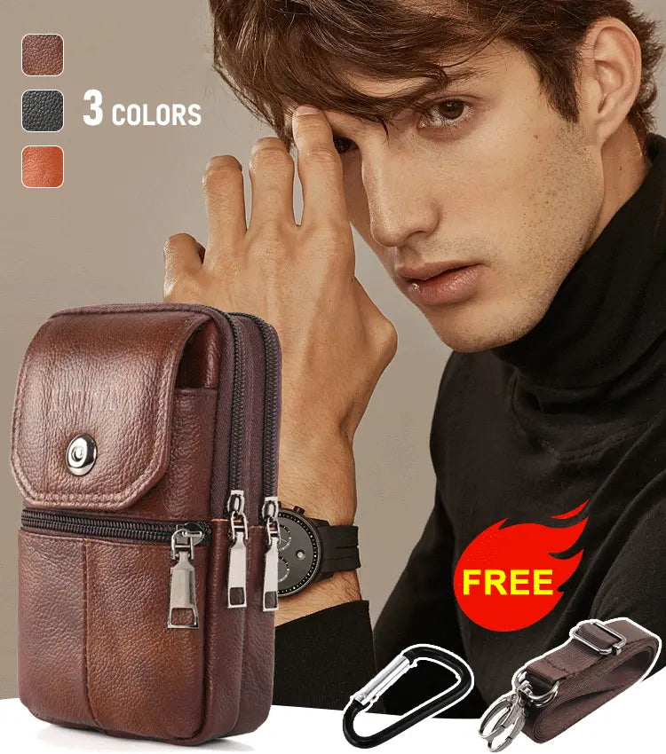 ❤️💼 Nová pánská ledvinka ve vintage stylu, vyrobená z kvalitní pravé hovězí kůže; vyznačuje se vynikající odolností vůči opotřebení i vodě.