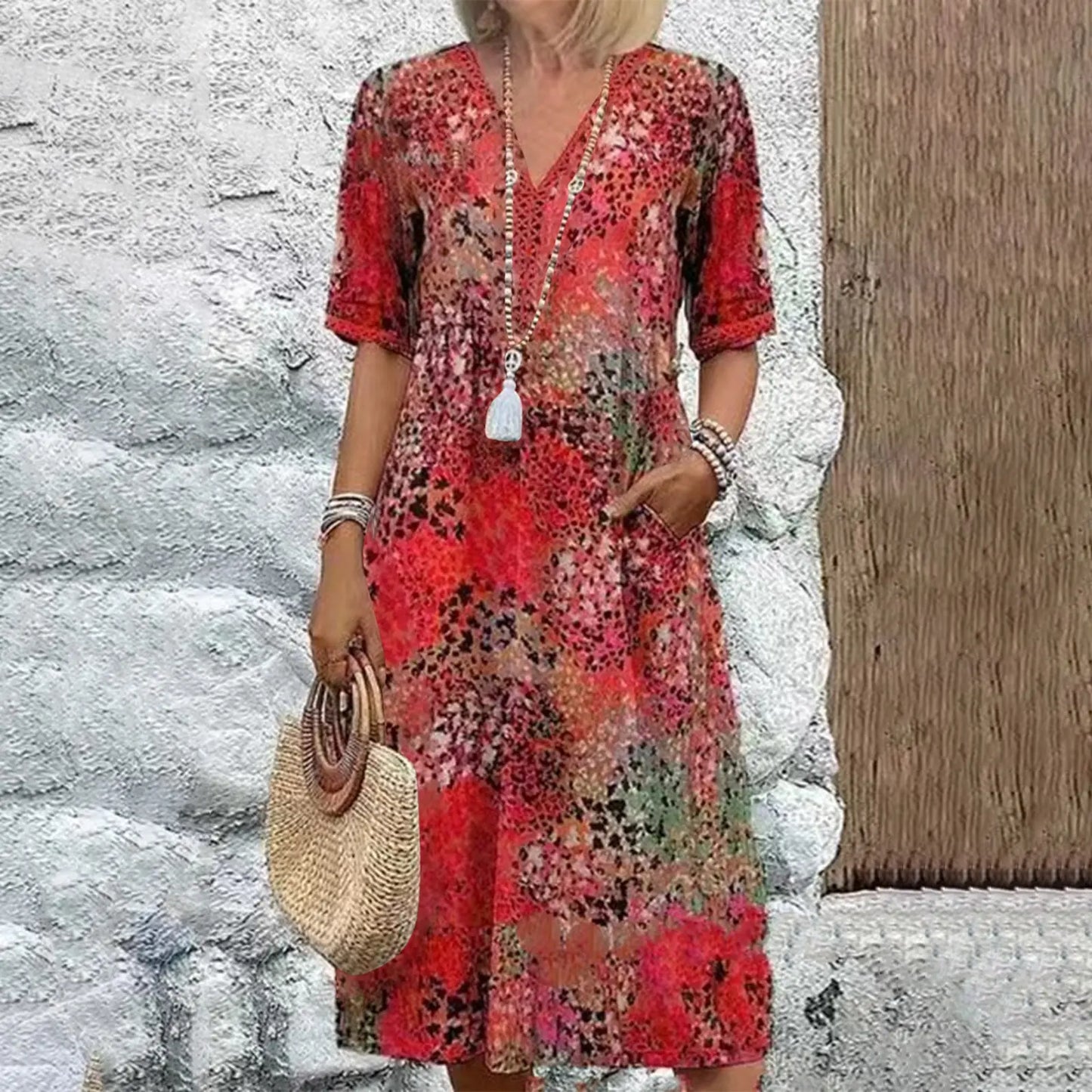 ✨Poslední den – 50% sleva!✨【S–3XL】Lehké a prodyšné šaty s potiskem, přiléhavý střih