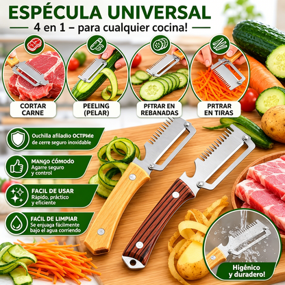 🔥Compra 1, llévate 1 gratis (dos artículos)🧅🔪 Pelador de cocina multifuncional 3 en 1: ¡Pela, pica verduras, corta carne y abre botellas! 🔥
