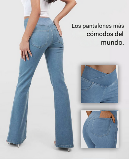 💥Novedad: 50% de descuento💥【XS-4XL】Jeans acampanados ajustados de talle alto con efecto de realce de cadera