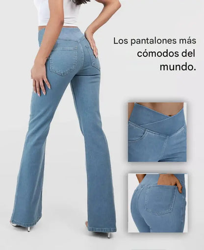 💥Novedad: 50% de descuento💥【XS-4XL】Jeans acampanados ajustados de talle alto con efecto de realce de cadera