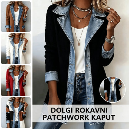 【S-3XL】Nova trendovska in elegantna ženska jakna z dolgimi rokavi za jesen/zimo – oprijet kroj, dolgi rokavi, patchwork dizajn.